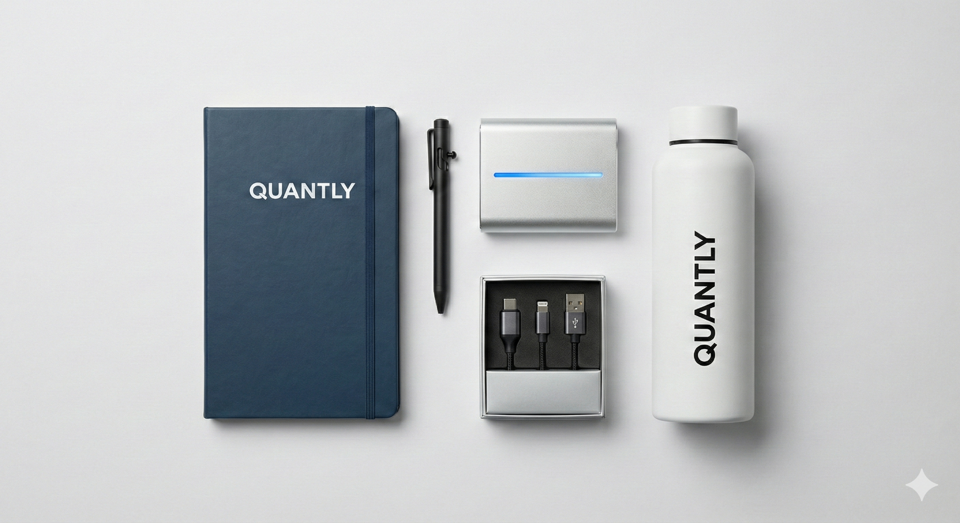 Quantly Welcome Kit - Notebook, borraccia, powerbank e accessori brandizzati
